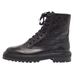 Jimmy Choo Black Leather Cora Combat Boots Size 40