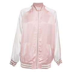 Saint Laurent Bomberjacke aus rosa/weißem Satin M