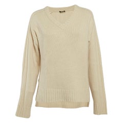 Joseph White Jersey de punto de cachemira con cuello en V L