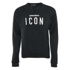 Dsquared2 Black Embroidered Cotton Sweatshirt S