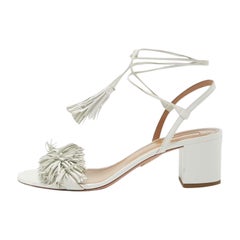 Aquazzura White Leather Wild Thing Sandals Size 40.5