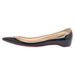 Christian Louboutin Black Patent Leather and PVC Paulina Ballet Flats Size 39.5