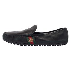 Gucci Black Leather Driver Loafers Size 43.5