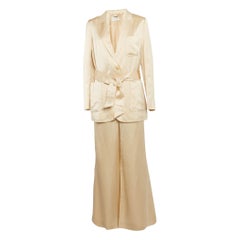 Zimmermann Beige Crepe Belted Blazer and Pants Set L