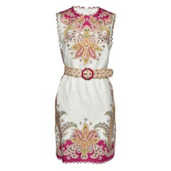 Zimmermann Pink Paisley Print Linen Teddy Scallop Shift Dress XL
