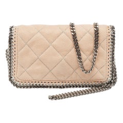 Stella McCartney - Borsa a tracolla con patta Falabella in finta pelle scamosciata trapuntata color pesca
