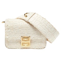 Givenchy White Tweed Fabric and Leather 4G Crossbody Bag