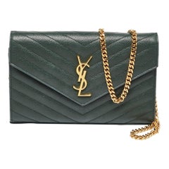 Saint Laurent Borsa a tracolla in pelle trapuntata Greene & Greene & Greene