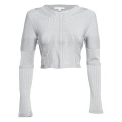 Cushnie et Ochs Grey Stretch Knit Long Sleeve Crop Top M
