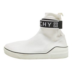 Givenchy White Knit Fabric High Top Sneakers Size 44