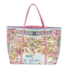 Dolce & Gabbana Multicolor Printed Leather Cannes France Tote