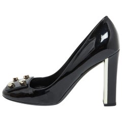 Gucci Black Patent Leather Round Toe Lifford Pumps Size 39