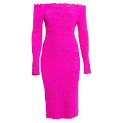 Balenciaga Rosa schulterfreies Bodycon-Kleid aus geräuchertem Jersey M