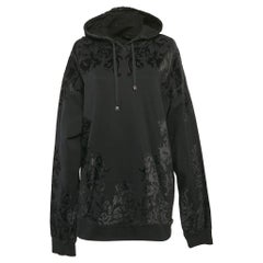 Dolce & Gabbana Black Flock Printed Cotton Hoodie L