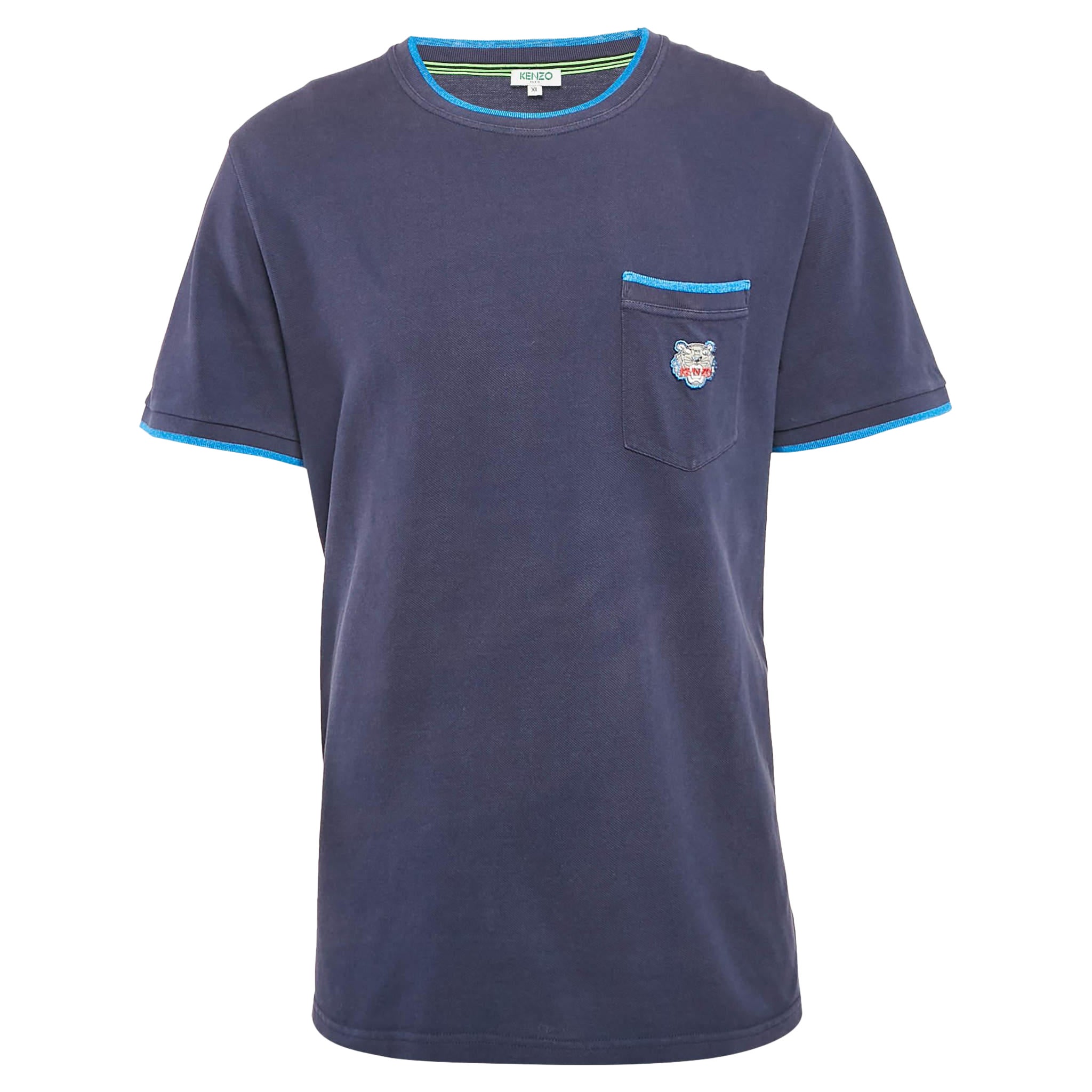 T-shirt Kenzo en coton bleu marine avec motif tigre XL