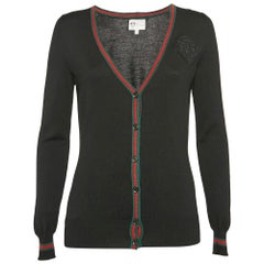 Gucci Black Equestrian Patch Knit Cardigan XS
