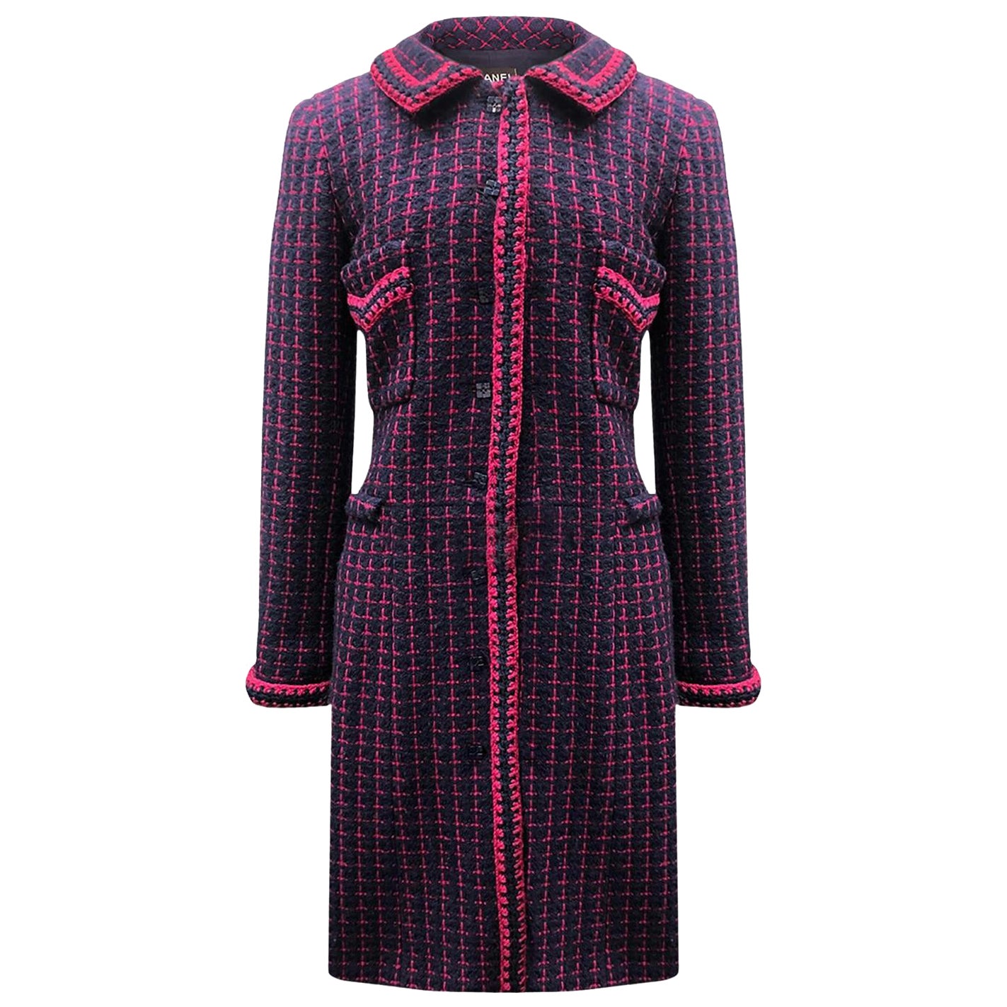 Chanel Collectors CC Buttons Bright Tweed Coat 42 FR