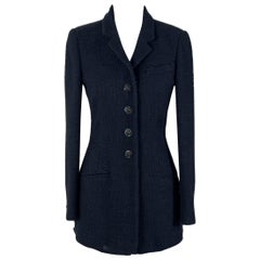 Chanel Paris / Bombay CC Gripoix Knöpfe Schwarze Tweedjacke mit Knöpfen aus Tweed 34 FR