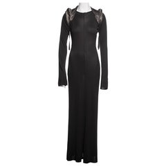 Margiela Black Jersey Dress with Padded Satin Cigarette Shoulder Bolero, FW 1992