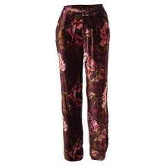 F.R.S For Restless Sleepers Burgundy Floral Print Velvet Pants M