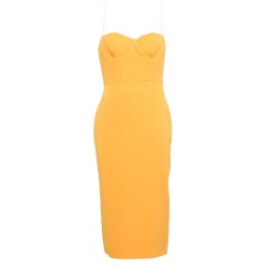 Alex Perry Orange Stretch Crepe Lee Midi Dress M