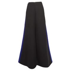 Roksanda Ilincic Pantaloni a gamba larga in crepe con strisce laterali in raso nero M.