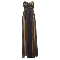 Notte By Marchesa Schwarzes doppellagiges trägerloses Maxikleid aus Tüll M