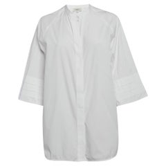 Weekend Max Mara White Cotton Pleated Button Front Tunic M