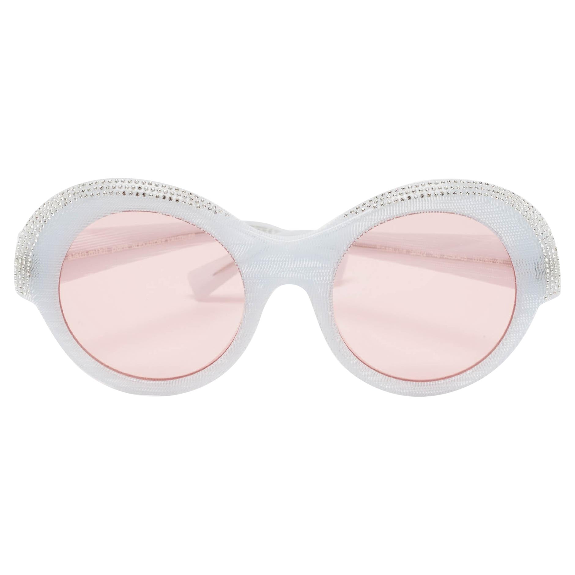 Alain Mikli x Alexandre Vauthier Lunettes de soleil rondes à cristaux Roselyn bleu/rose