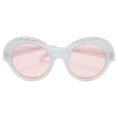 Alain Mikli x Alexandre Vauthier Lunettes de soleil rondes à cristaux Roselyn bleu/rose