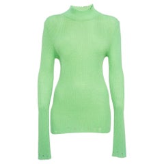 Les R&ecirc;veries Acid Green Cashmere Turtleneck Sweater M