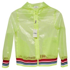 Fendi Neon Green Printed Synthetic Sheer Jacket 9Y