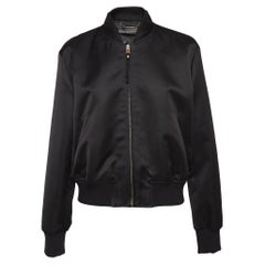 Versace Black Medusa Embroidered Satin Bomber Jacket M