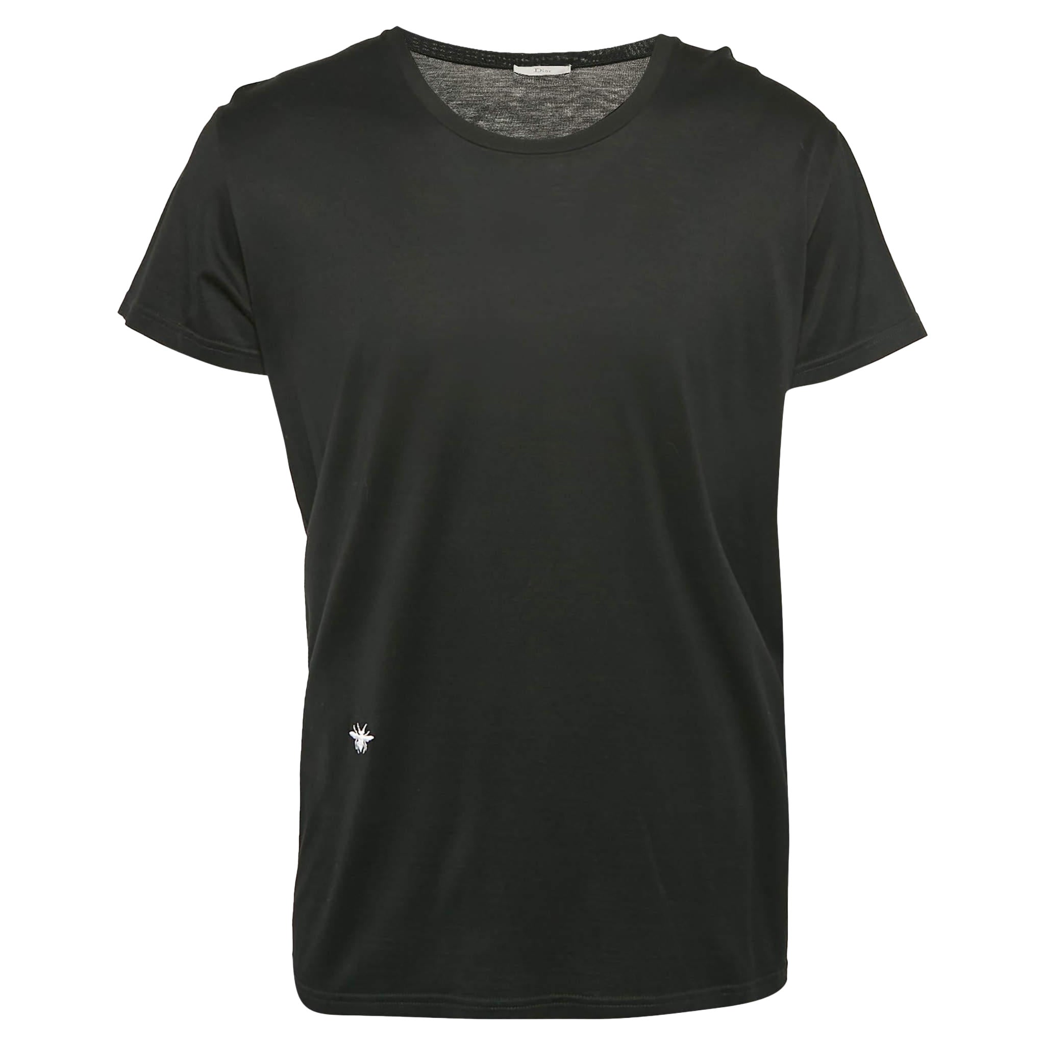 Dior Homme Black Jersey Crew Neck T-Shirt XL For Sale