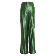 Jason Wu Green Satin Silk Wide Leg Pants L