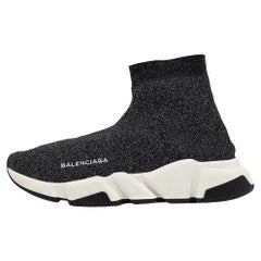 Balenciaga Zapatillas Speed Trainer de tejido de lúrex negro/plata Talla 38