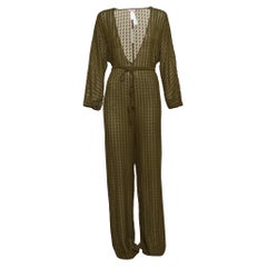 Eres Green Textured Lurex Silk Blend Jumpsuit M