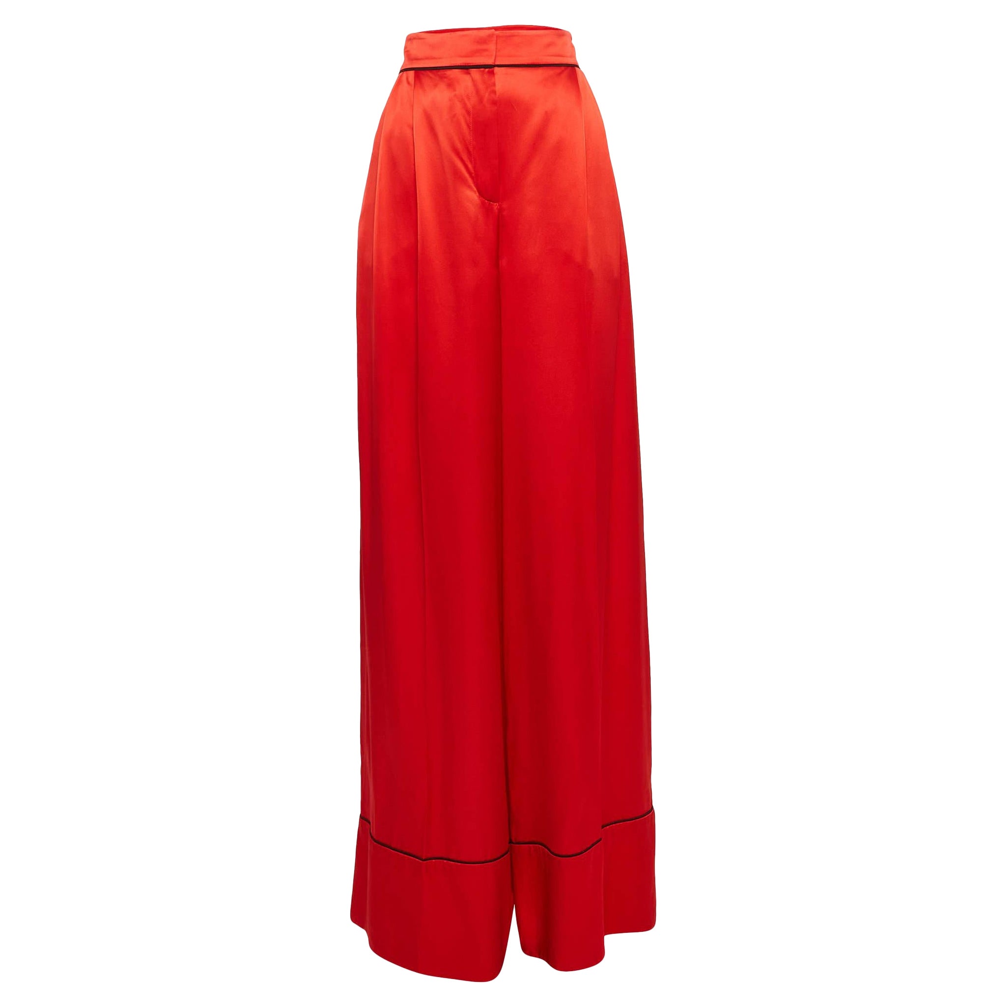 Alexander McQueen - Pantaloni larghi in raso di seta rosso L.