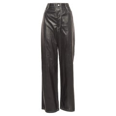 Pantaloni a gamba tesa in pelle nera Helmut Lang M.