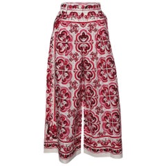 Dolce & Gabbana Multicolor Majolica Print Cotton Cropped Trousers S