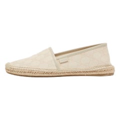 Gucci Cream Canvas GG Espadrille Flats 40.5
