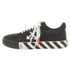 Off-White Black Canvas Vulcanized Lace Up Sneakers Size 42
