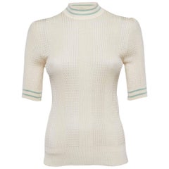 Fendi White Cable Knit Pullover a collo alto S.S.