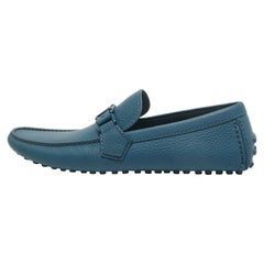 Louis Vuitton Blue Leather Hockenheim Slip on Loafers Size 40