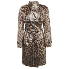 Dolce & Gabbana Brown Manteau trench à double boutonnage imprimé léopard S