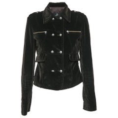 Versace Jeans Couture Chaqueta con botones de terciopelo marrón M