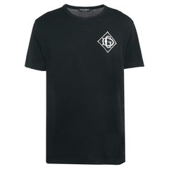 Dolce & Gabbana Schwarzes DG besticktes Jersey-T-Shirt aus Jersey XL