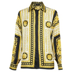 Versace Black/Yellow Baroque Print Silk Long Sleeve Shirt S