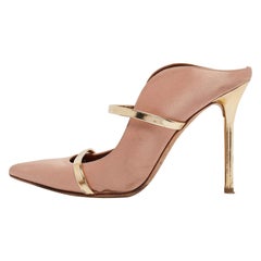 Malone Souliers Pink/Gold Leather and Satin Maureen Pumps Size 39