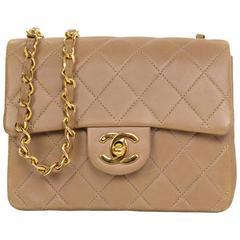 Chanel Light Brown Quilted Lambskin Square Mini Flap Bag For Sale at  1stDibs